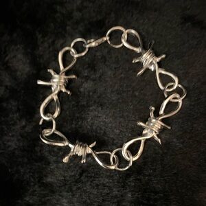 Edgy Silver Barbed Wire Bracelet